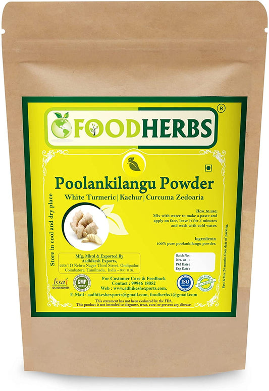 Foodherbs Kachur/White Turmeric/Poolankilangu/Curcuma Zedoaria Powder (200 Gm/0.44 Lbs) fo
