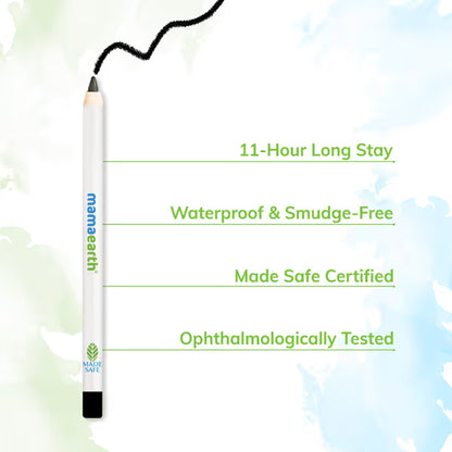 Mamaearth Long Stay Kajal: Black Waterproof, 11 Hour, With Sharpener