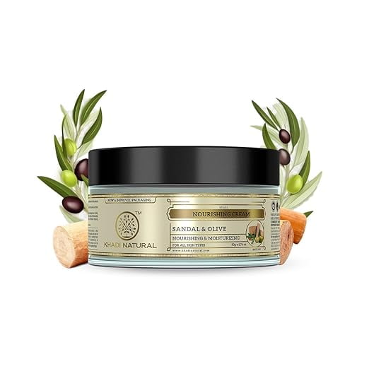 KHADI NATURAL Ayurvedic Sandal and Olive Face Nourishing Cream With Sheabutter, 50g
