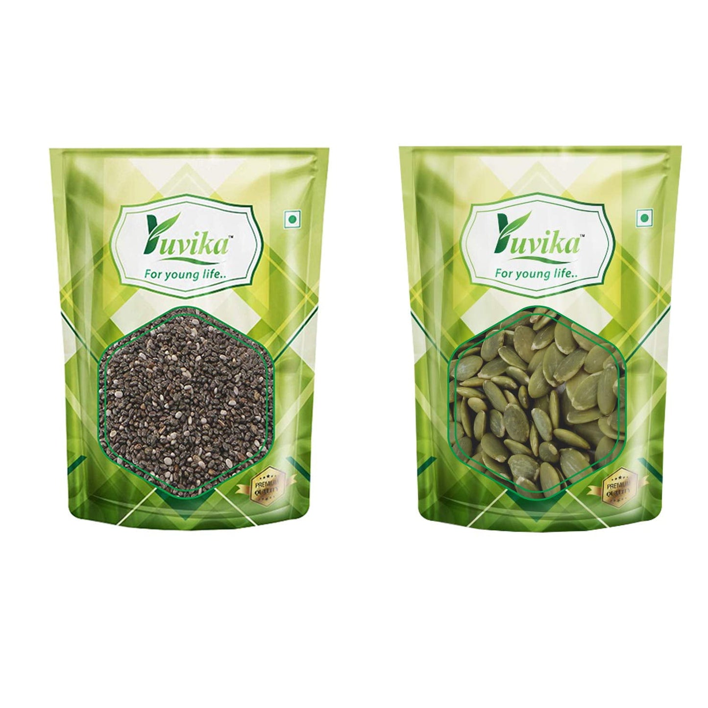 Yuvika Combo Chia Seeds & Pumpkin Seeds 500 Grams (250 Grams Each)
