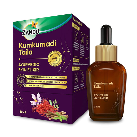 Zandu Kumkumadi Taila (30ml): Ayurvedic Face Oil for Glowing Skin | Skin Brightening Serum