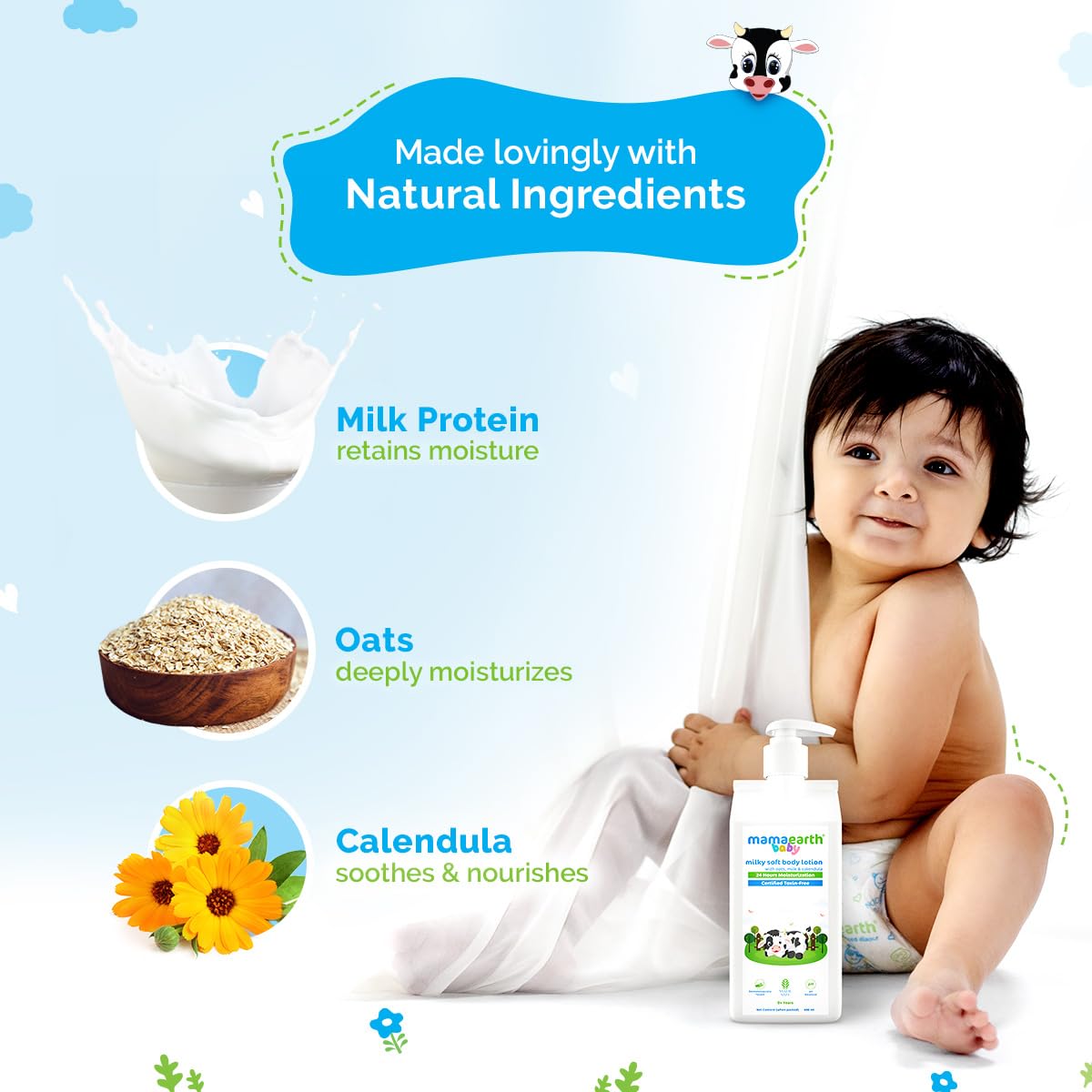 Mamaearth Milky Soft Body Lotion for Babies: Oats, Milk & Calendula, 400 ml