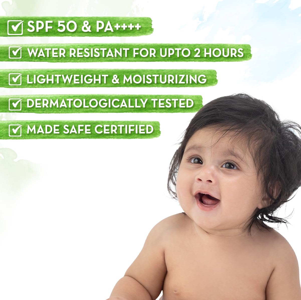 Mamaearth Baby Rich Moisturizing Ultra Light Sunscreen: SPF 50 PA++++, 50 g