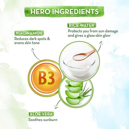 Mamaearth Rice Water Dewy Sunscreen: SPF 50 PA++++, 80 g