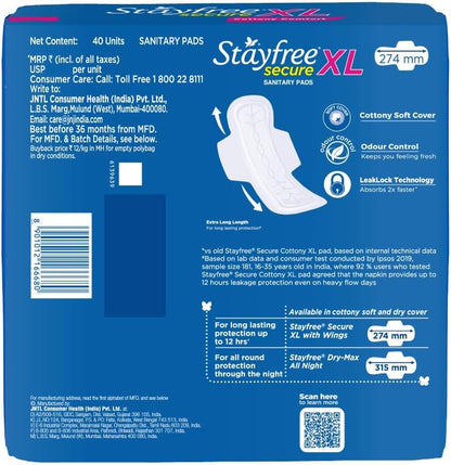 Stayfree Secure Extra Large Pads: 40 pcs