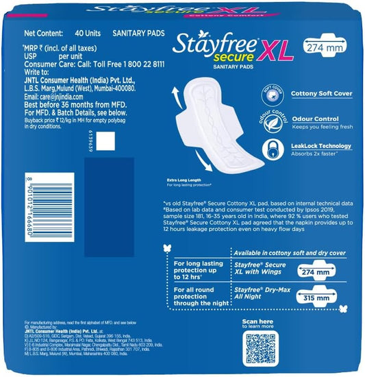 Stayfree Secure Extra Large Pads: 40 pcs