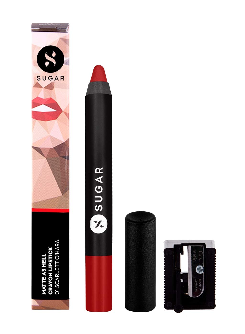 SUGAR Cosmetics Matte As Hell Crayon Lipstick: 01 Scarlett O'Hara, 2.8 g
