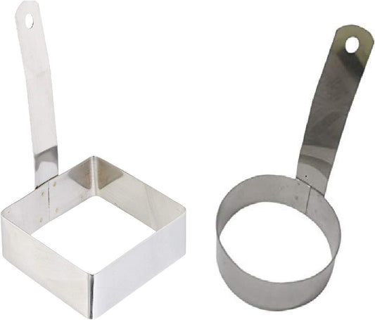 iKonbi Stainless Steel Set of 2- Round and Sqaure Egg/Pancake Ring with