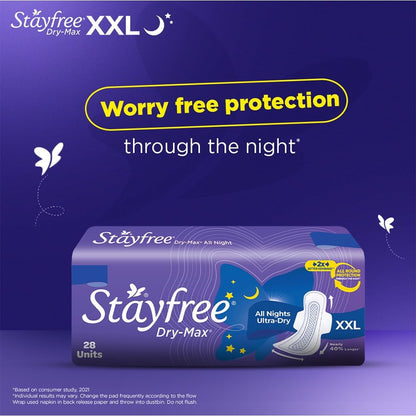 Stayfree Dry Max All Night XL: 28 pads