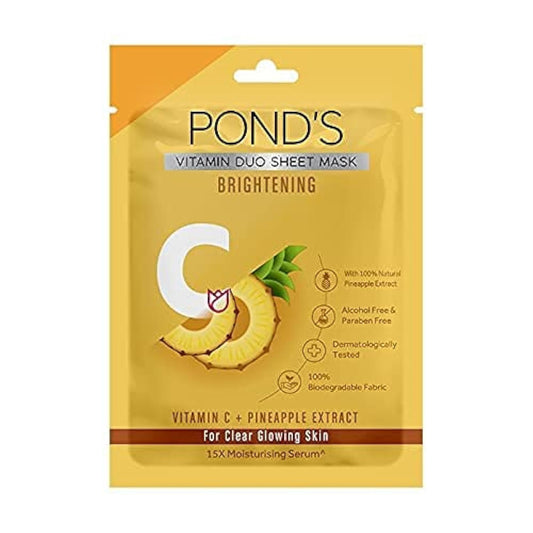 POND'S Vitamin C Brightening Sheet Mask, With Pineapple Extract For Clear Glowing Skin, Pa