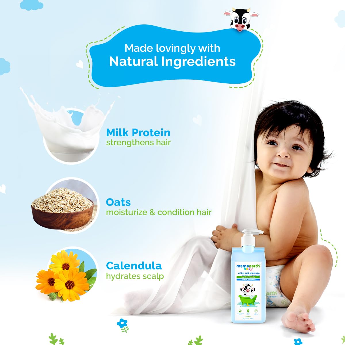 Mamaearth Milky Soft Shampoo: Oats, Milk & Calendula, 400 ml