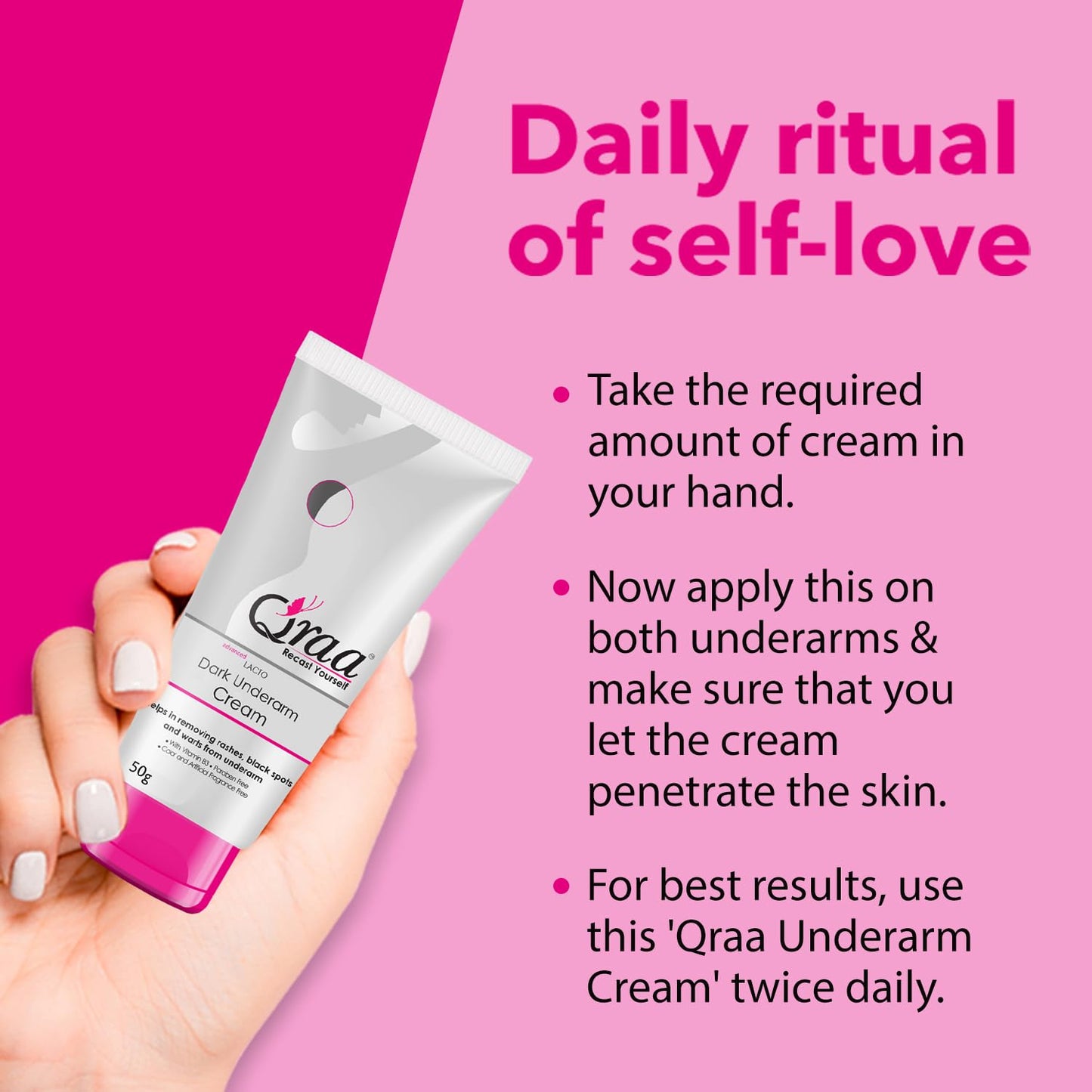 Qraa Lacto Dark Underarm Whitening Cream: 50 g
