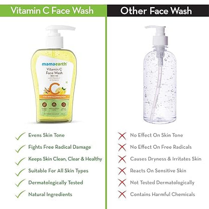 Mamaearth Vitamin C Face Wash for Women & Men 250ml Oil-Free Face Wash