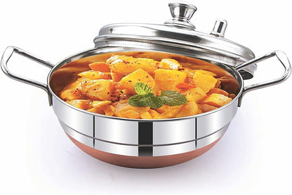 iKonbi Stainless Steel Multipurpose Kadai Cum Idli Cooker with Copper Bottom Set of 3
