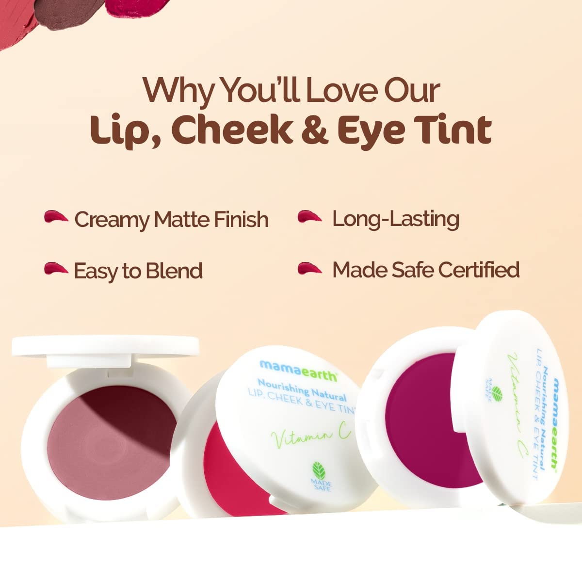 Mamaearth Lip, Cheek & Eye Tint: Vitamin C & Rose, 03 Rose Pink, 4 g