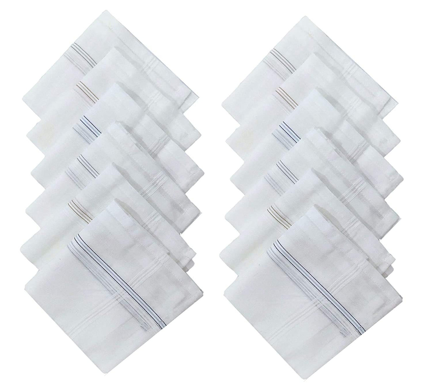 iKonbi Mens Premium White Base Coloured Border Cotton Handkerchief set of 3