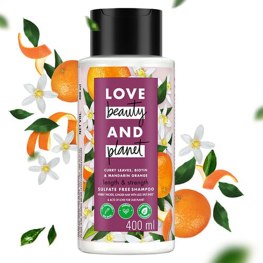 Love Beauty and Planet Curry Leaves, Biotin & Mandarin Sulfate Free Shampoo For Long & Str