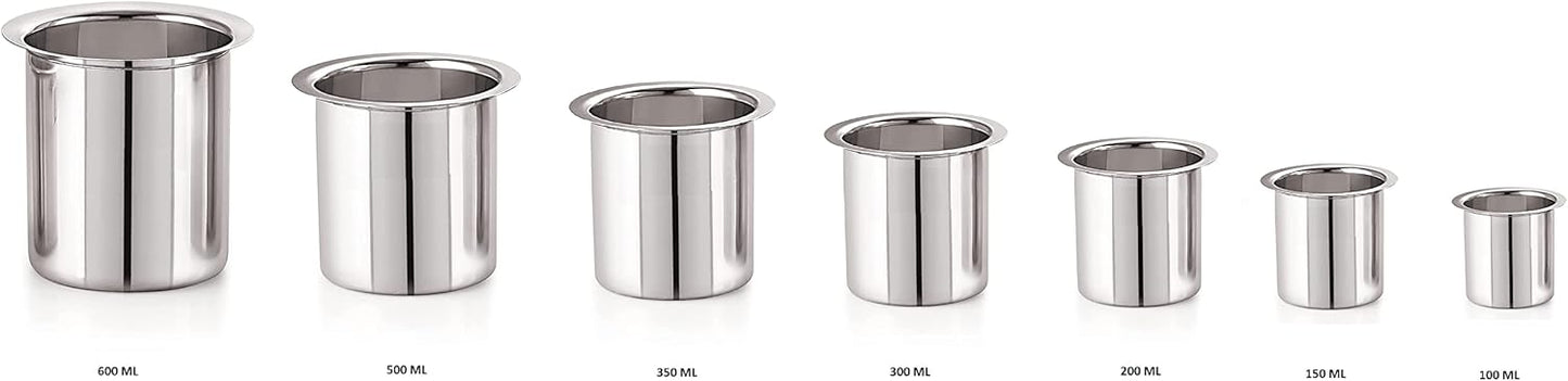 iKonbi Stainless Steel Deep Gunj for Milk & Water, Tapeli, Milk Warmer Set of 7