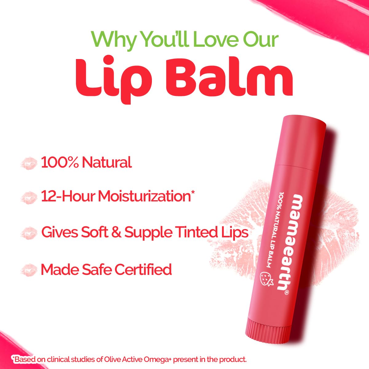 Mamaearth Nourishing Tinted Lip Balm: Vitamin E & Strawberry, 4 g