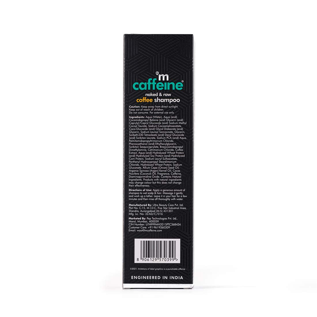 mCaffeine Sulfate Free Shampoo: Coffee, Protein & Argan Oil, 250 ml