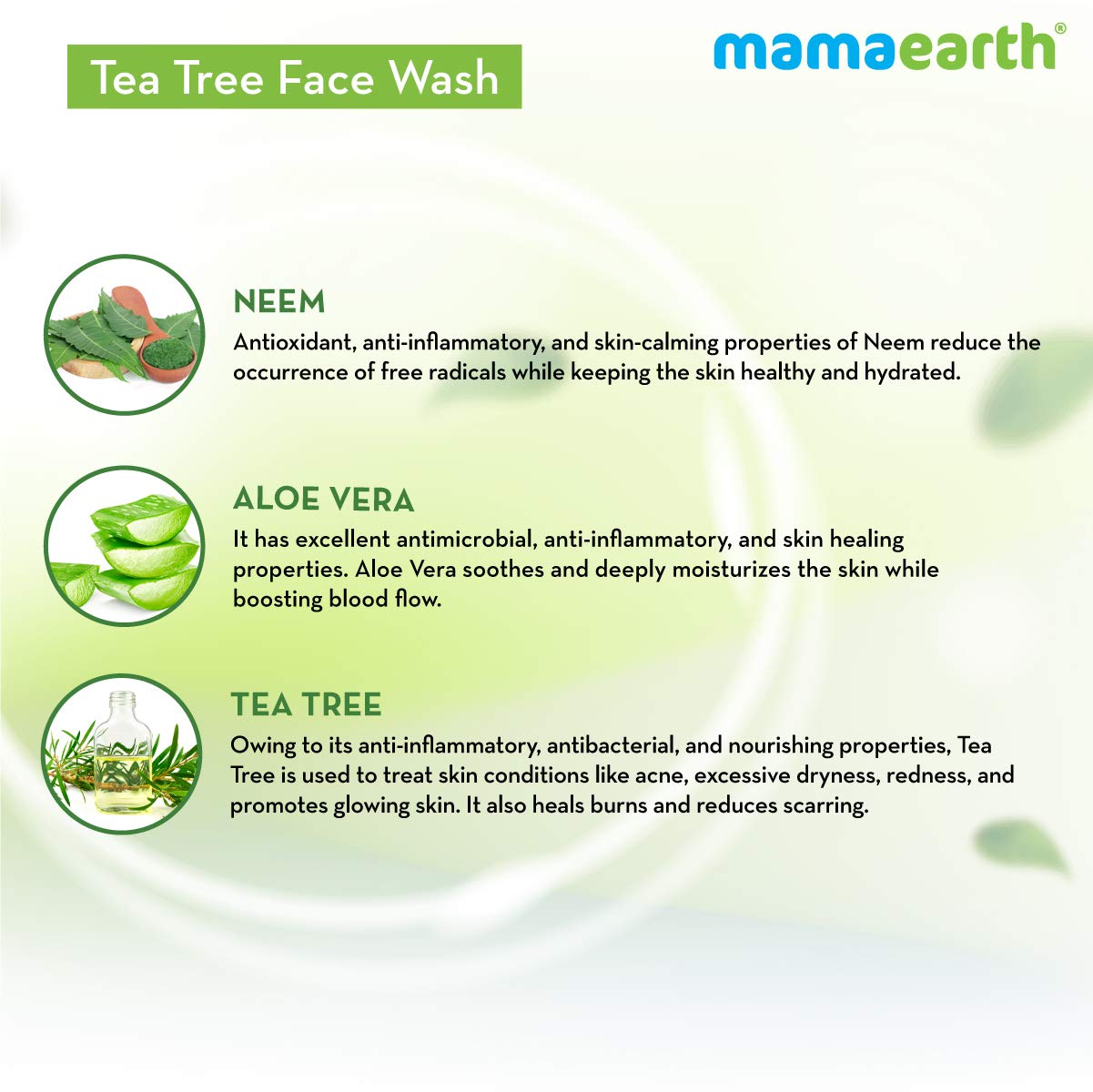 Mamaearth Tea Tree Face Wash: Neem, Acne & Pimples, 250 ml