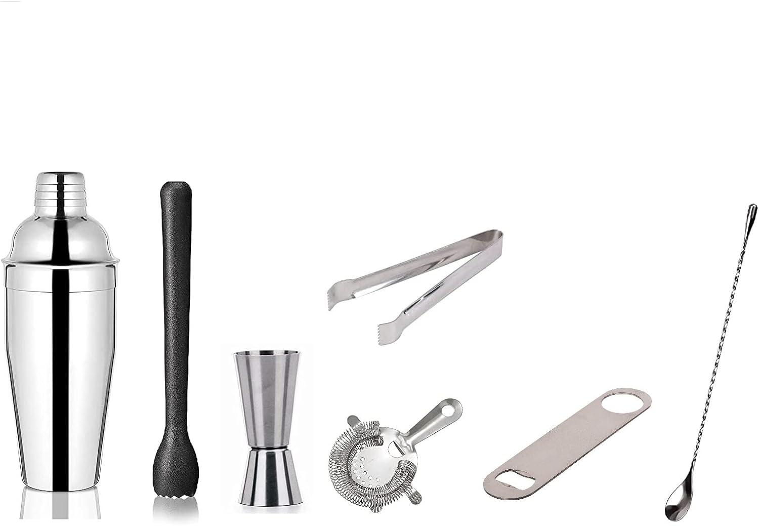 iKonbi Stainless Steel 7 Pcs Bartender Martini Kit Set - Teardrop Bar Spoon, Cocktail