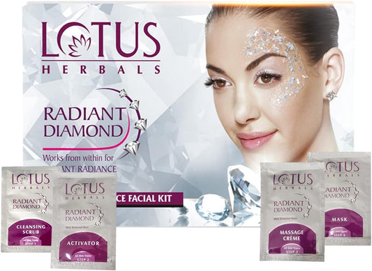 Lotus Herbals Radiant Diamond Facial Kit For Instant Radiance With Diamond Dust & Cinnamon