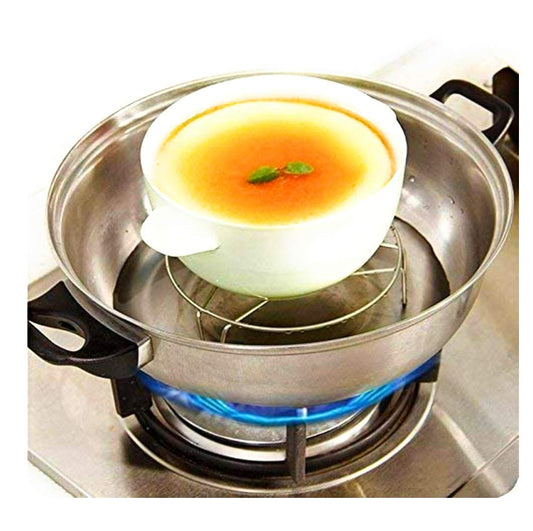 iKonbi Stainless Steel Round Donga Cooker Stand/Steaming Tray Stand for Kitchen, Cooking