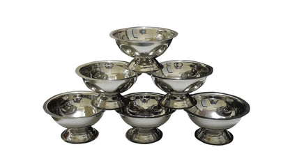 iKonbi Stainless Steel Ice Cream Cup/Soup Bowl Set, Silver, 8 Piece