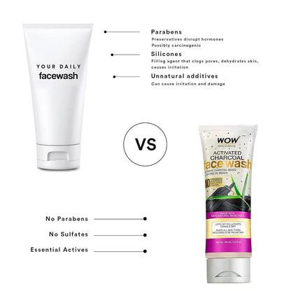 WOW Activated Charcoal Face Wash: 100 ml