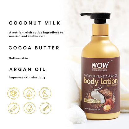 WOW Coconut Milk & Argan Oil Moisturizing Body Lotion: 300 ml