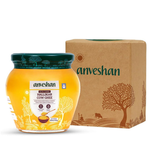 Anveshan A2 Cow Ghee: 500ml, Glass Jar, Bilona