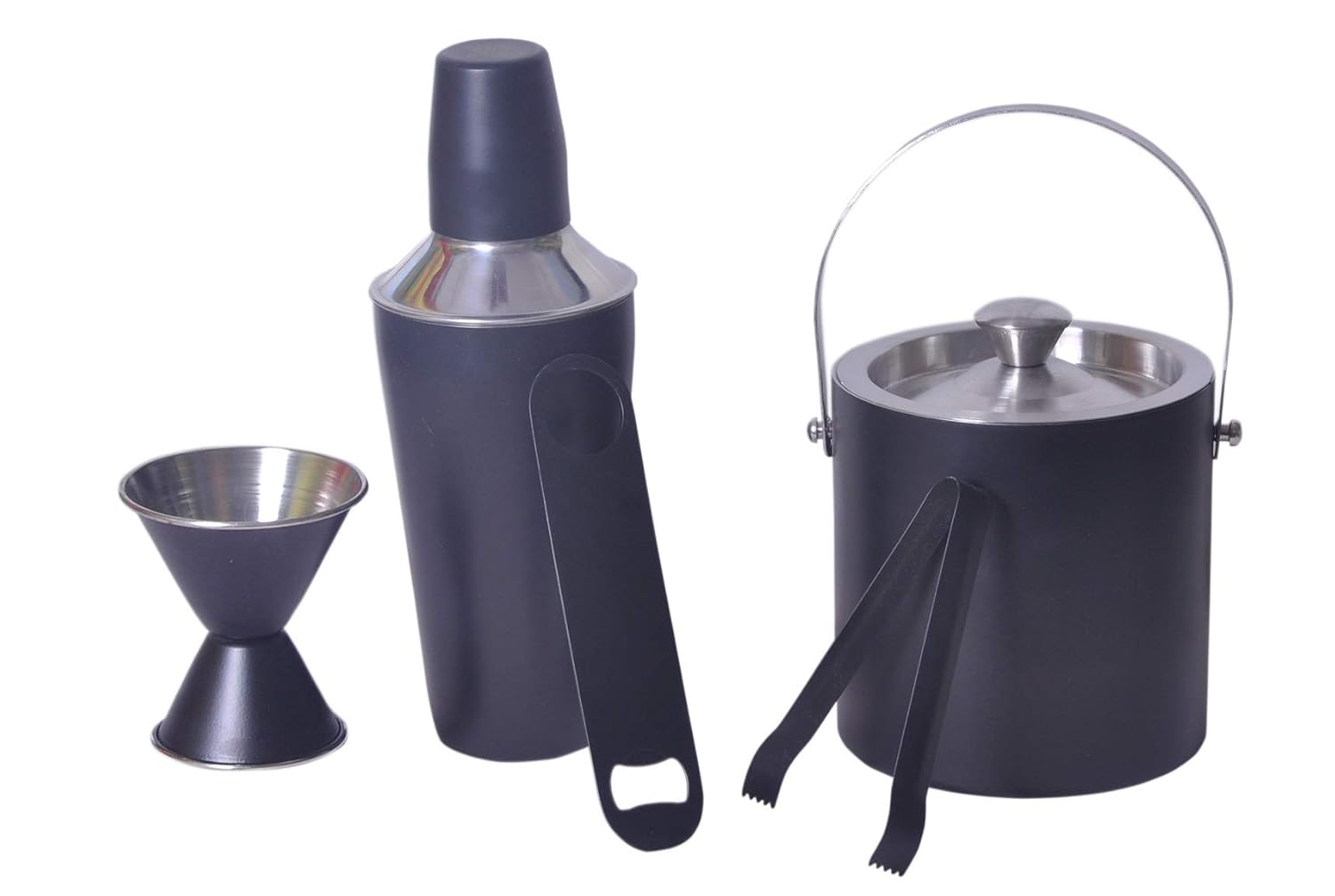 iKonbi 5 pc Black Color bar Set - Cocktail Shaker 750 ml, Double Sided Peg measure30/60