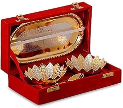 iKonbi Fancy Metal Gold and Silver Plated Floral Flower Shape 5 Pieces Set 2 Bowls 2