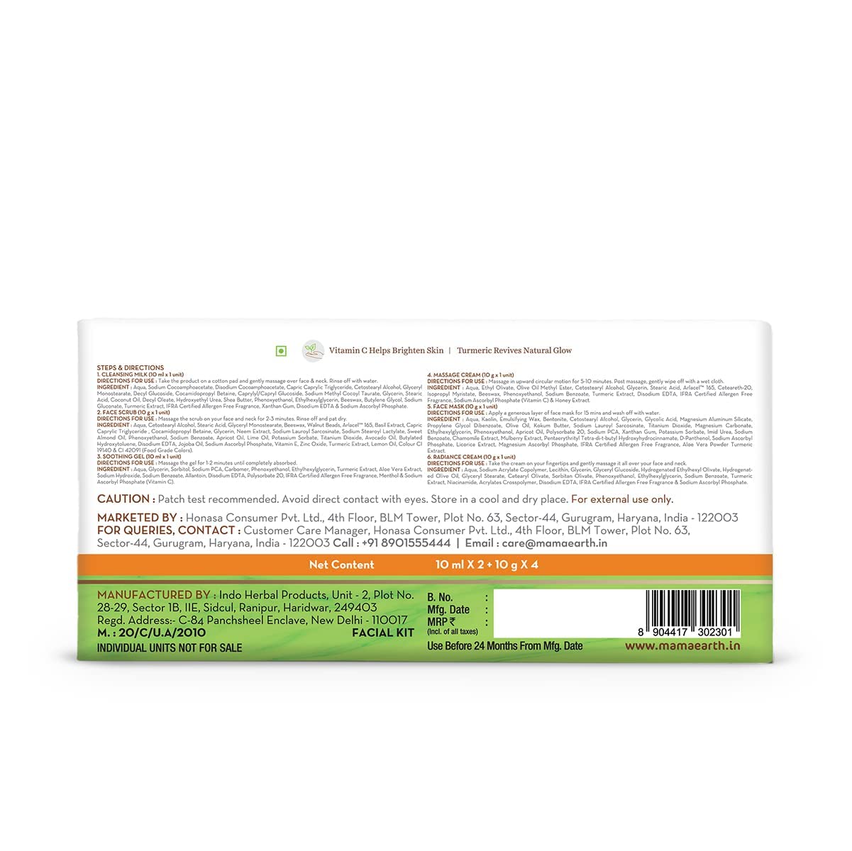 Mamaearth Vitamin C Facial Kit: Vitamin C & Turmeric, 60 g