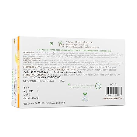 Mamaearth Vitamin C Moisturizing Lotion Soap: Vitamin C & Honey, 125 g