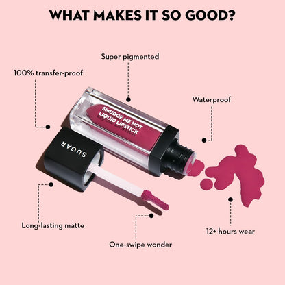 SUGAR Cosmetics Smudge Me Not Liquid Lipstick: 02 Brink Of Pink, 4.5 ml