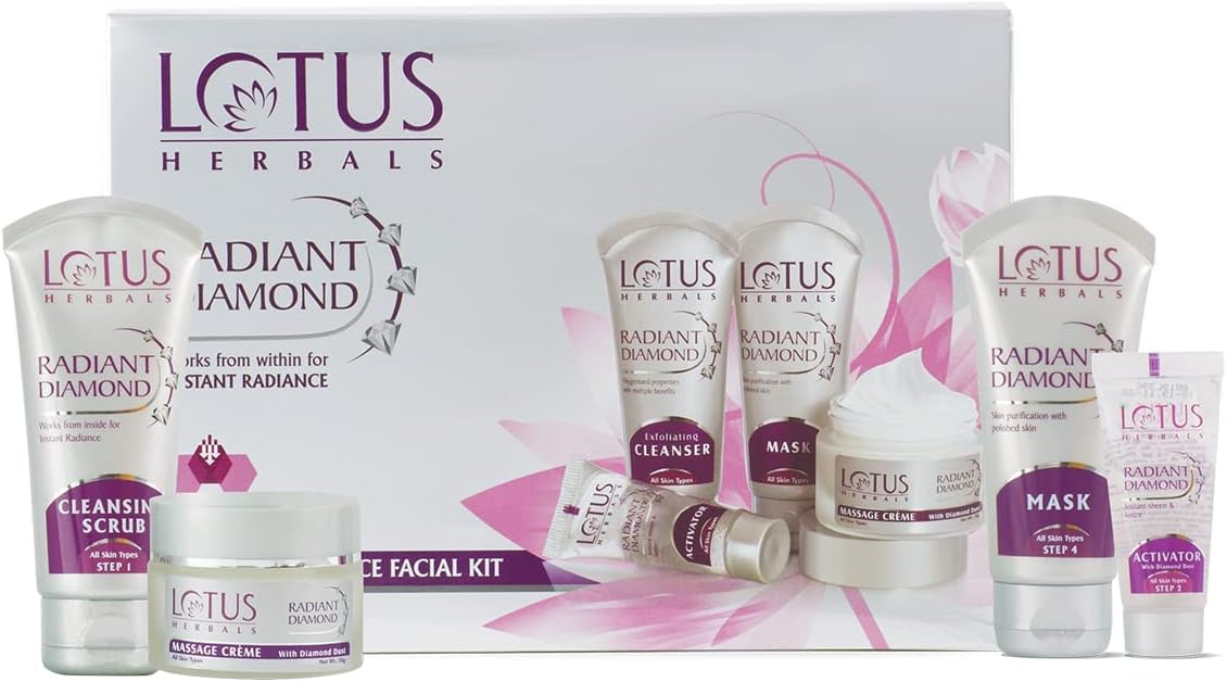 Lotus Herbals Radiant Diamond Facial Kit With Diamond Dust & Cinnamon 170g (Multi Use)