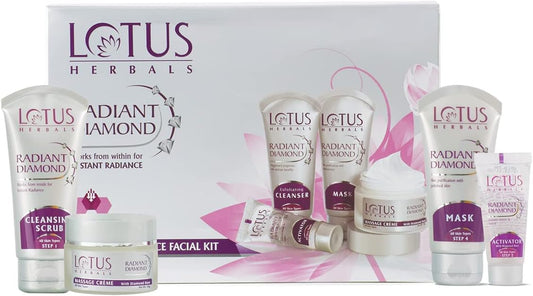 Lotus Herbals Radiant Diamond Facial Kit With Diamond Dust & Cinnamon 170g (Multi Use)