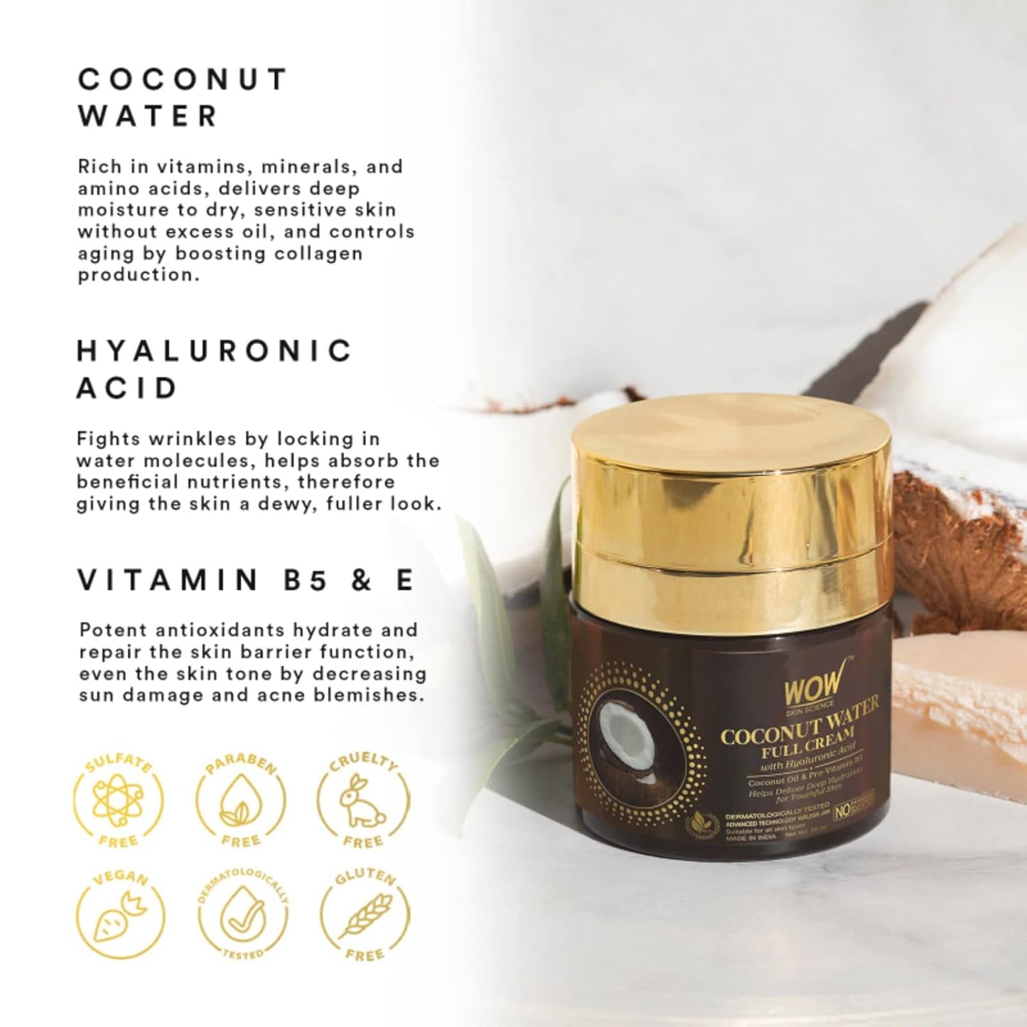 WOW Anti-Age Coconut Water Full Cream: 50 ml