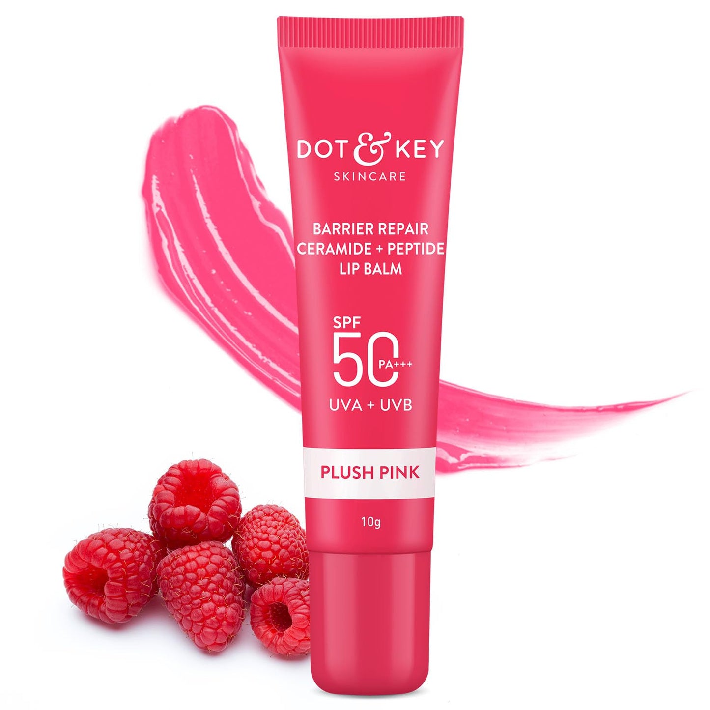 DOT & KEY Ceramide Peptide Barrier Repair LipBalm Spf 50, Pa+++ Plush Pink|Uva/Uvb Protect
