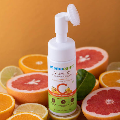 Mamaearth Vitamin C FaceWash: With Brush, Vitamin C & Turmeric, 150 ml