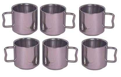 iKonbi Stainless Steel Mug with Tray - Set of 6, 170 ml