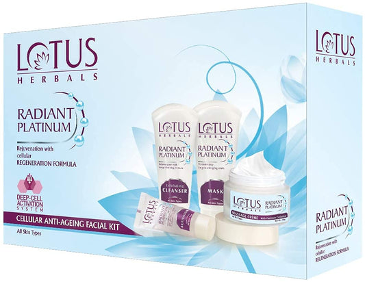 Lotus Herbals Radiant Platinum Anti-Ageing Facial Kit: 170g, Pack of