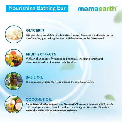 Mamaearth Fruit Bathing Bar: Baby Soap with Glycerine, 75 g, Pack of 5