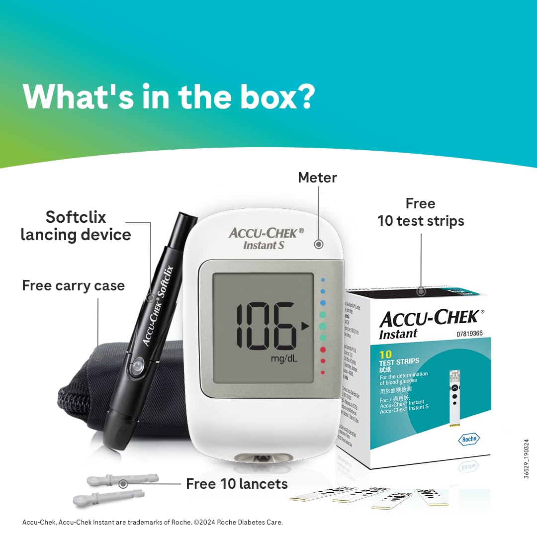 Accu-Chek Instant S Glucometer: Free 10 Test Strips