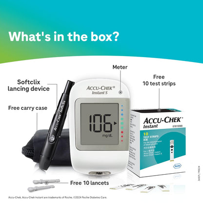 Accu-Chek Instant S Glucometer: Free 10 Test Strips