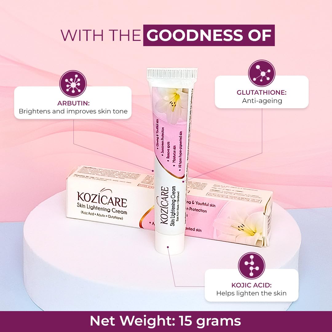 Kozicare Skin Lightening Cream: Kojic Acid & Arbutin, 15 g