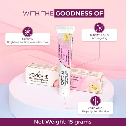 Kozicare Skin Lightening Cream: Kojic Acid & Arbutin, 15 g
