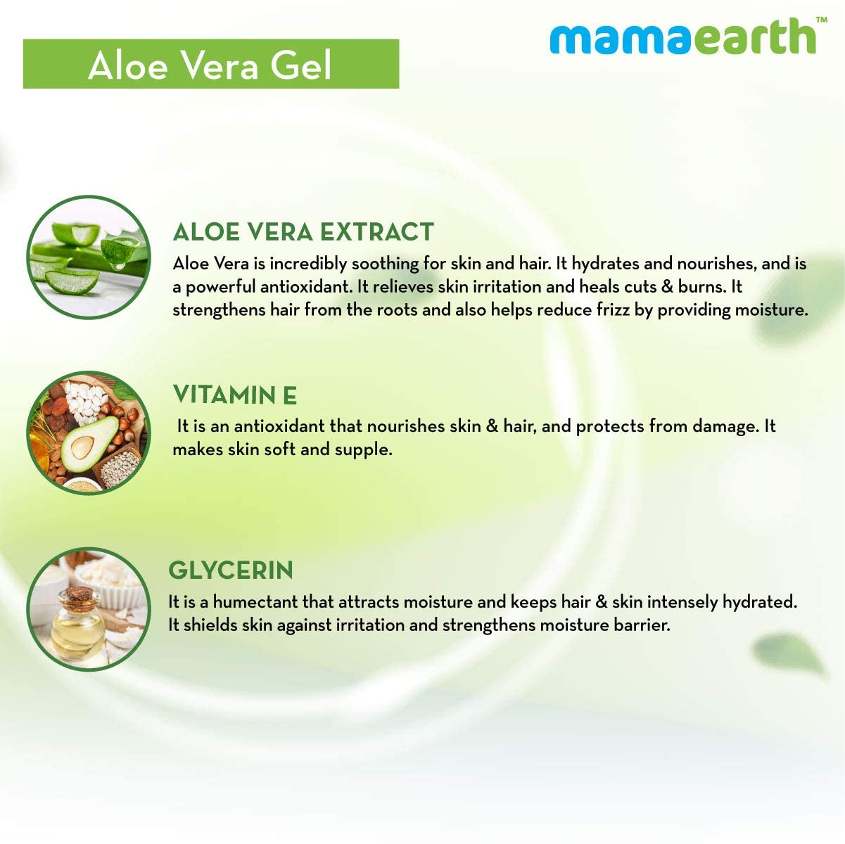 Mamaearth Aloe Vera Gel: Pure Aloe Vera & Vitamin E, 300 ml